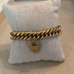 Antique gold heart lock bracelet